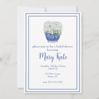 Simple Elegant Blue and White Bridal Shower Invitation