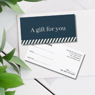 Simple Elegant Blue Beige Striped Holiday