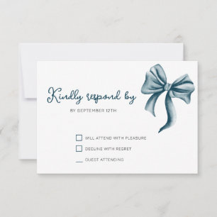 Simple Elegant Blue Bow Party RSVP Card