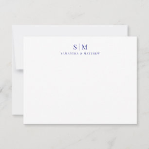 Simple Elegant Blue Couple Monogram Initials Card