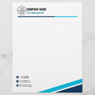 Simple elegant blue custom letterhead