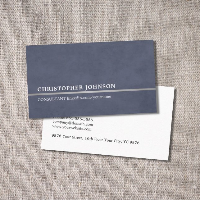Simple Elegant Blue Faux Silver Line Attorney Business Card (Creator Uploaded)