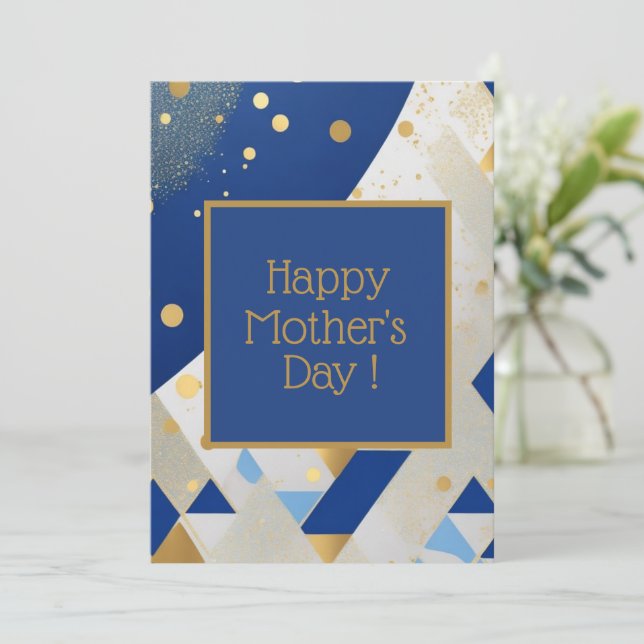 Simple elegant Blue Glitter Mother's day Card (Standing Front)