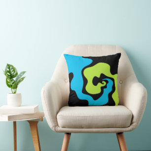 Simple elegant Blue green black Abstract shapes Cushion