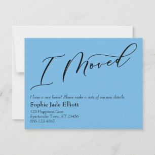 Simple Elegant Blue I Moved New Address Card