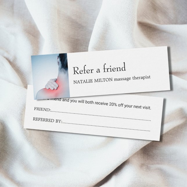 Simple Elegant Blue Massage Therapis Referral Card (Creator Uploaded)