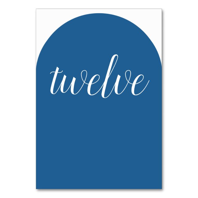 Simple Elegant Blue Rounded Table Number (Front)