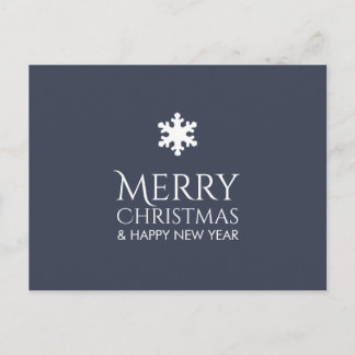 Simple Elegant Blue Snowflake Xmas Holiday Postcard