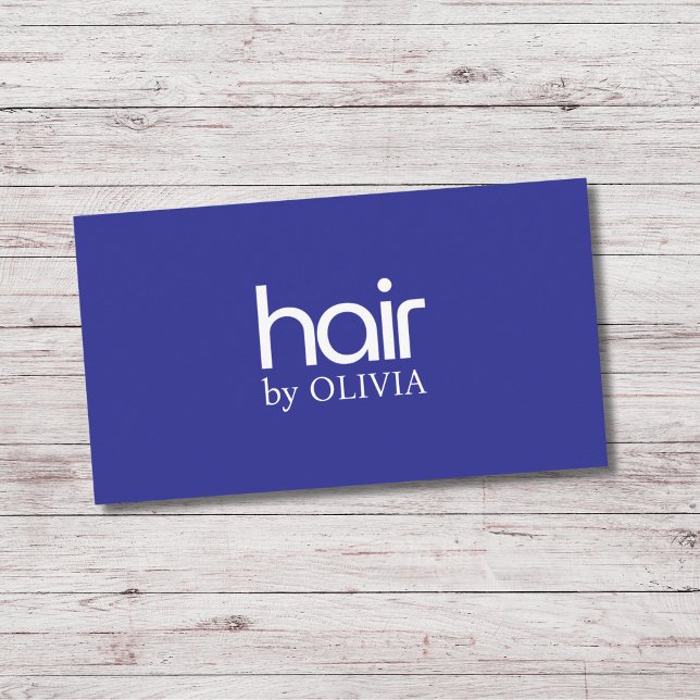 Simple Elegant Blue White Hair Stylist Business Card (Creator Uploaded)