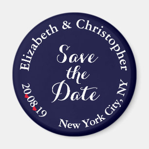 Simple Elegant Blue White Wedding Save the Date Magnet