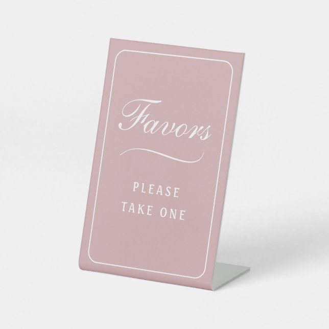 Simple Elegant Blush Favours Pedestal Sign (Front)