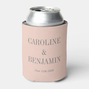 Simple Elegant Blush Grey Custom Wedding Names Can Cooler
