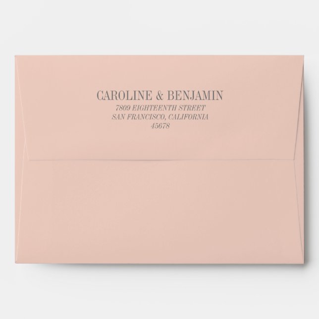 Simple Elegant Blush Grey Wedding Return Address Envelope (Back (Top Flap))