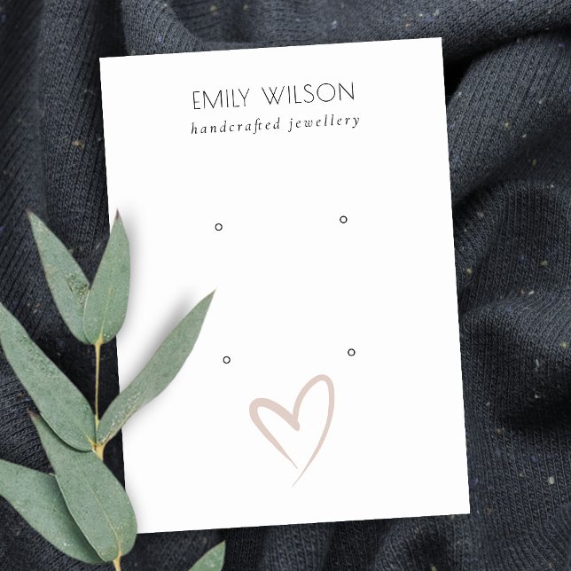 Simple Elegant Blush Heart 2 Stud Earring Display Business Card (Creator Uploaded)