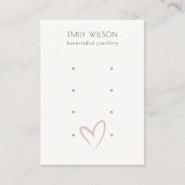 Simple Elegant Blush Heart 4 Stud Earring Display Business Card (Front)