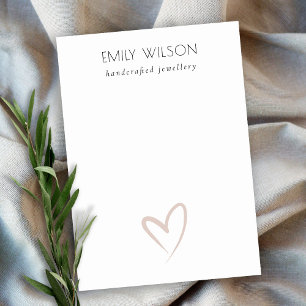 Simple Elegant Blush Heart Blank Jewellery Display Business Card