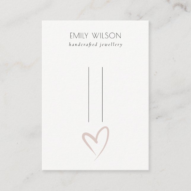 Simple Elegant Blush Heart Hairclips Pin Display Business Card (Front)