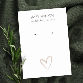 Simple Elegant Blush Heart Stud Earring Display Business Card