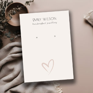 Simple Elegant Blush Heart Stud Earring Display Business Card