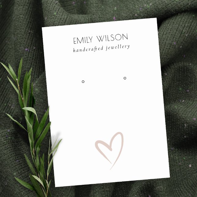 Simple Elegant Blush Heart Stud Earring Display Business Card (Creator Uploaded)