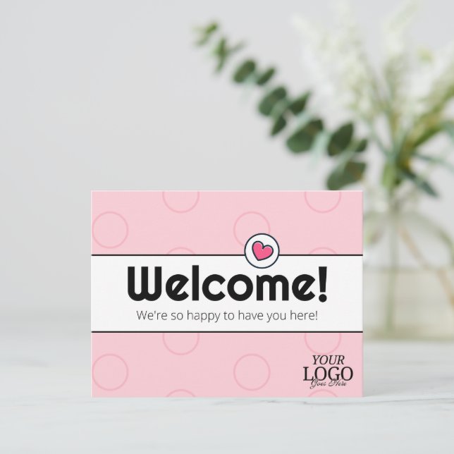 Simple Elegant Blush Pink Business Welcome  Postcard (Standing Front)