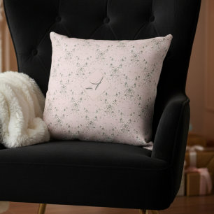 Simple Elegant Blush Pink Glitter Pattern Monogram Cushion