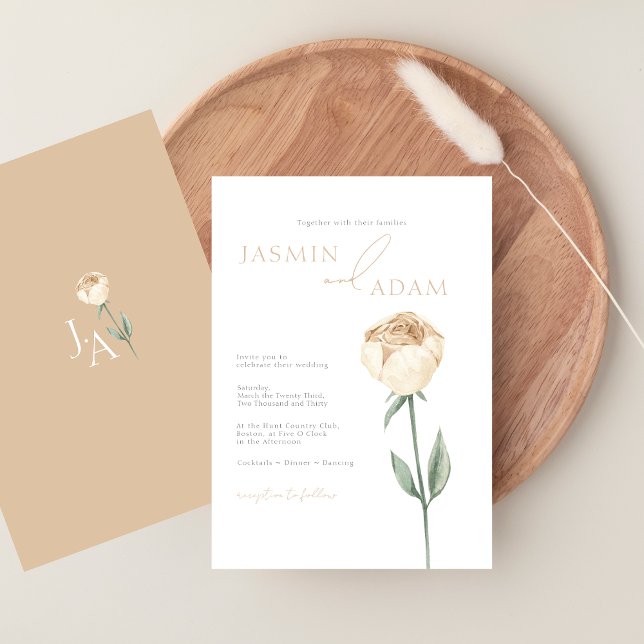 Simple Elegant Blush Pink Rose Floral Wedding Invitation (Simple Elegant Blush Pink Rose Floral Wedding Invitation)