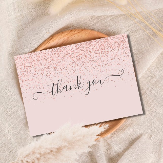 Simple Elegant Blush Pink Script Thank You Card (Creator Uploaded)