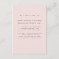 Simple Elegant Blush Pink | Wedding Guest Details