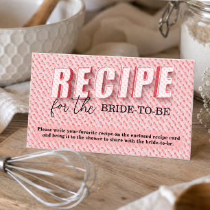 Simple Elegant Blush Recipe For The Bride-To-Be Enclosure Card