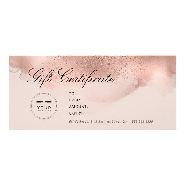 Simple Elegant Blush & Rose Gold Gift Certificate (Front)