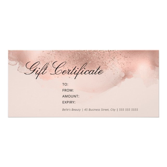 Simple Elegant Blush & Rose Gold Gift Certificate (Front)
