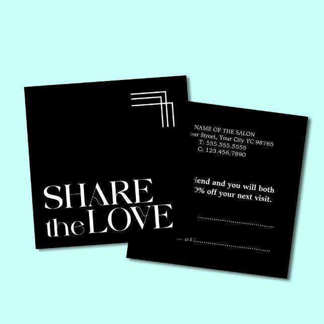 Simple Elegant Boho Black White Referral Card (Creator Uploaded)