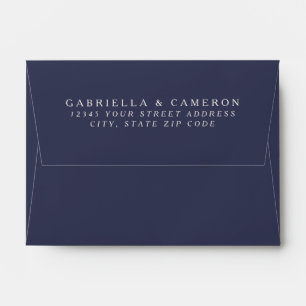 Simple Elegant Boho Floral Navy Return Address Envelope