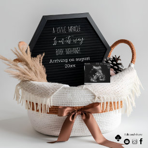 Simple elegant boho pregnancy announcement 