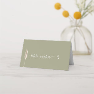 Simple Elegant Boho Sage Table Number Card