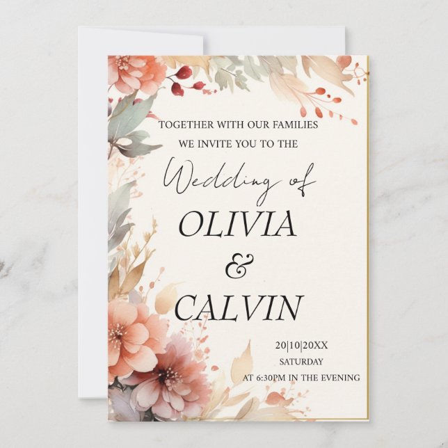 Simple Elegant Boho Wedding Reception Invitation (Front)