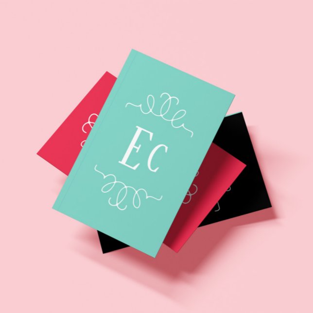 Simple Elegant Boho White Frame Monogram Green Business Card (Creator Uploaded)