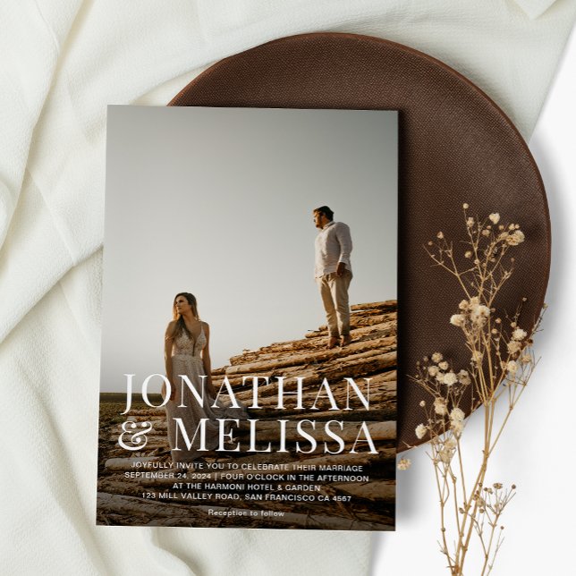 Simple Elegant Bold Typography Photo Wedding Invitation (Creator Uploaded)