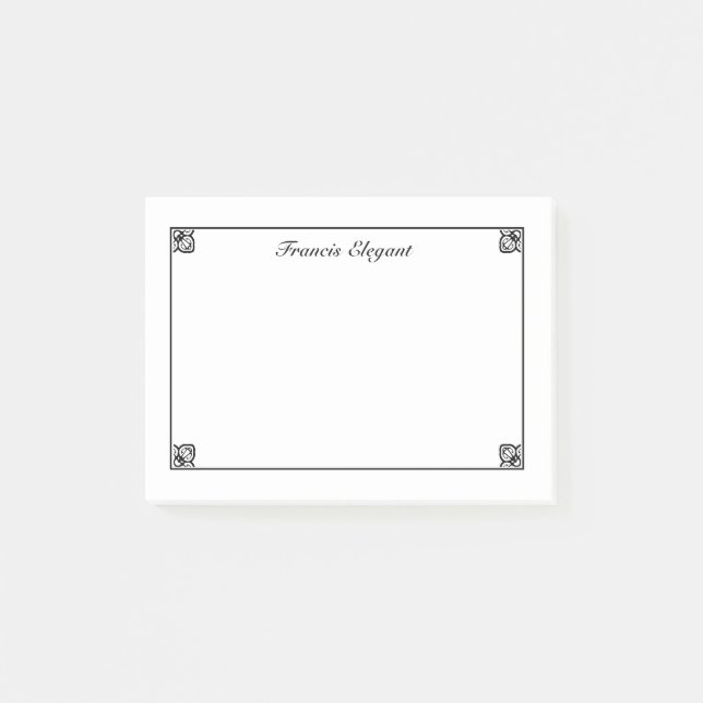 Simple Elegant Border Personalised Post it Notes (Front)