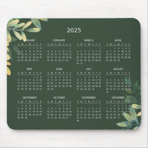 Simple Elegant Botanical 2025 Calendar   Mousepad