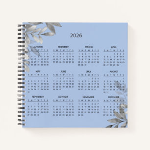 Simple Elegant Botanical 2026 Calendar    Notebook