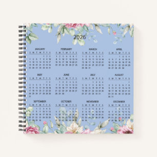 Simple Elegant Botanical 2026 Calendar    Notebook