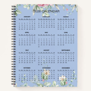 Simple Elegant Botanical 2026 Calendar    Notebook