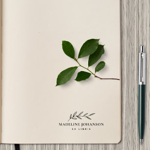 Simple Elegant Botanical Custom Library Book Rubber Stamp
