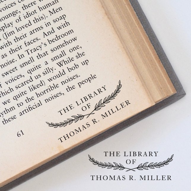 Simple Elegant Botanical Custom Library Book Self-inking Stamp (Creator Uploaded)