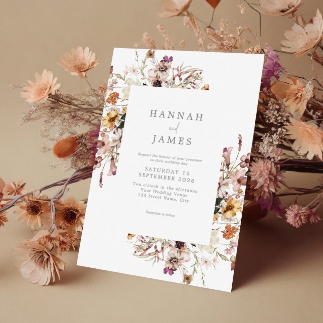 Simple Elegant Botanical Floral Wedding Invitation (Creator Uploaded)