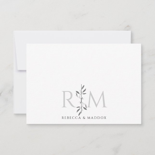 Simple Elegant Botanical Monogram Rustic Couple Card (Front)