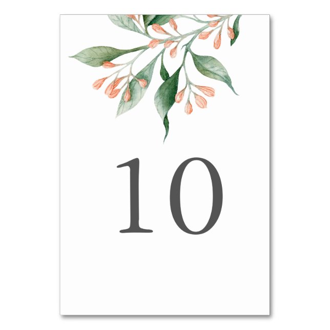 Simple Elegant Botanical Table Numbers (Front)