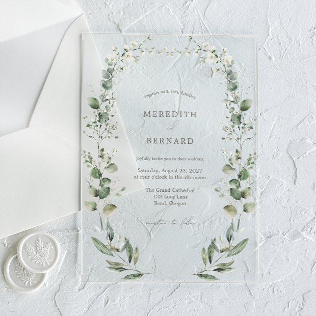 Simple Elegant Botanical Wedding Acrylic Invitations (Creator Uploaded)